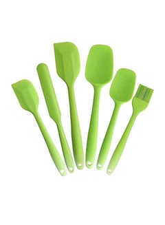 Buy 6-Pieces Flexible Non-Stick Heat Resistant Silicone Spatula For Cooking, Baking And Mixing Green in Saudi Arabia