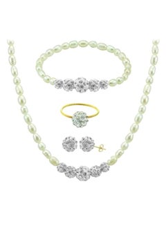 Buy Crystal Balls And Pearls Strand Jewellery Set in UAE