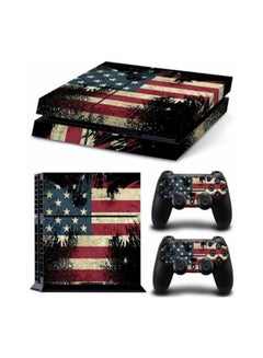 اشتري 3-Piece American Flag Printed Gaming Console And Controller Skin Stickers Set For Sony PlayStation 4 في مصر