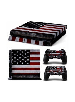 اشتري 3-Piece American Flag Printed Gaming Console And Controller Pvc Skin Stickers Set For Sony PlayStation 4 في مصر