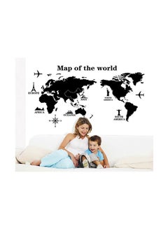 اشتري ملصق جداري بتصميم جديد لخريطة العالم لتزيين خلفية غرفة المعيشة أسود 69x90سم في مصر