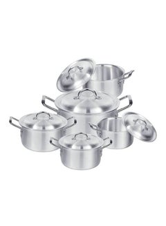 Buy 10-Piece Aluminum Pot Set Silver 28centimeter in UAE