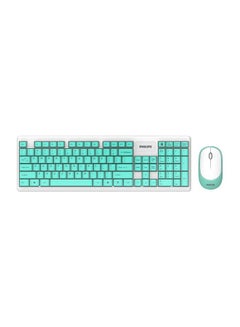 Buy Wireless Keyboard With Mouse Set Cyan/White in UAE