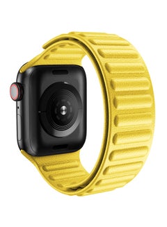 Buy Replacement Leather Link Apple Watch Band for 45/44/42mm Yellow in Egypt