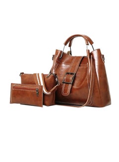 Buy 3-Piece Retro Bag Set Brown in Saudi Arabia