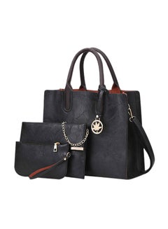 Buy 3-Piece Retro Bag Set Black in Saudi Arabia