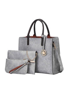 Buy 3-Piece Retro Bag Set Grey in Saudi Arabia