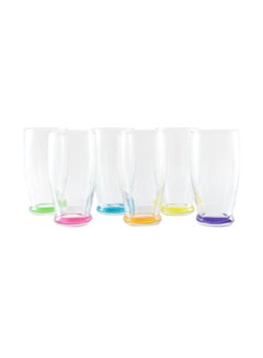 Buy 6-Piece Roma Long Drink Glass Set Clear/Blue/Green 350ml in UAE