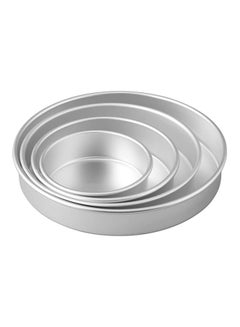 Buy 4-Piece Round Baking Pans Set Silver in UAE