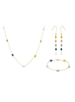 Buy 10 Karat Multi-Coloured Pearls Jewellery Set in UAE