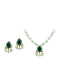 Buy 18 Karat Gold Royal Indian Emerald Jewellery Set in UAE