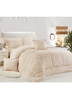 Buy 6-Piece Double Face Comforter Set Combination Light Beige 220x240cm in Saudi Arabia