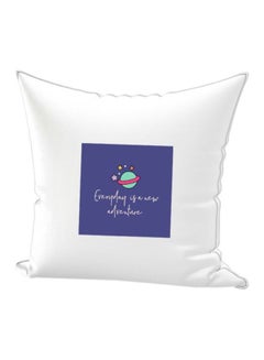 Buy Everyday Is A New Adventure Printed Throw Pillow White/Blue/Green 40x40cm in UAE