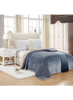 Buy Faux Fur Bed Blanket Faux Fur Grey 200x200cm in UAE