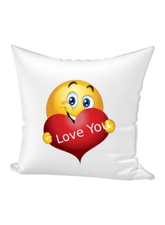 Buy Emoji Printed Throw Pillow White/Yellow/Red 40x40centimeter in UAE