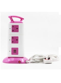 Buy 11-Socket With 2 USB Port Power Strip Pink/White in Saudi Arabia