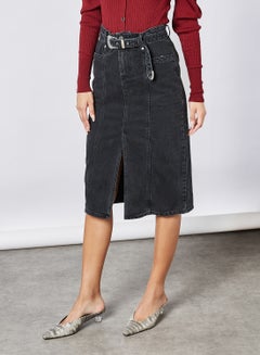 Buy Veronica High Waist Maxi Skirt Dark Grey Denim in Saudi Arabia