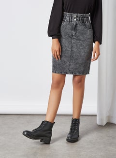 Buy Millie High Waist Midi Skirt Grey Denim in Saudi Arabia