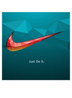 Buy Nike Logo Just Do It Themed Printed MDF Wall Art Cyan/Red/White 30x30cm in UAE