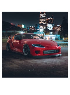 Buy Toyota Supra Themed Printed MDF Wall Art Red/Black/Blue 30x30cm in UAE