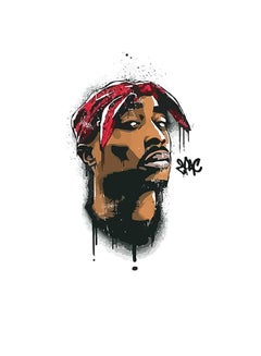 Buy 2PAC Themed Wall Decor White/Black/Red 30x30cm in UAE