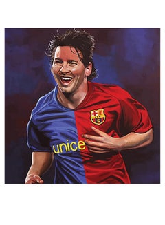 Buy Messi Themed Decorative Wall Art Blue/Red/Black 30x30cm in Saudi Arabia