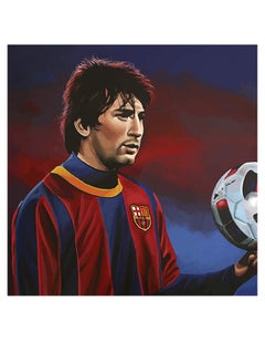 Buy Messi Themed Decorative Wall Art Blue/Red/Black 30x30cm in Saudi Arabia