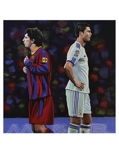 Buy Messi Themed Decorative Wall Art Blue/Red/Black 30x30cm in Saudi Arabia