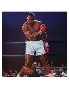 Buy Boxer Muhammad Ali Themed Decorative Wall Art Blue/Brown/White 30x30cm in Saudi Arabia