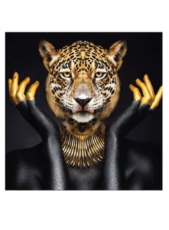 Buy Tiger Themed Wall Art Black/Yellow/White 30x30cm in UAE