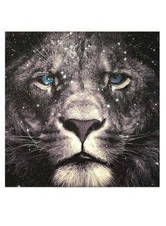 Buy Lion Themed Wall Art Grey/Black/Blue 30x30cm in UAE