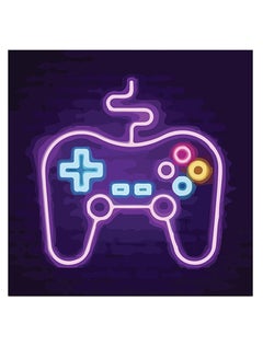 Buy PlayStation Controller By Neon Themed Wall Art Purple/Blue/Yellow 30x30cm in UAE