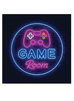 Buy Game Room By Neon Themed Wall Art Blue/Yellow/Purple 30x30cm in Saudi Arabia