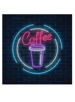 اشتري لوحة فنية لديكور الحائط بتصميم كلمة القهوة مكتوبة بخطوط من أضواء النيون أزرق/وردي/أحمر 30x30سم في الامارات