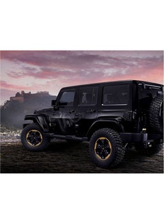 Buy Jeep Themed Wall Sticker Black/Yellow/Pink 140x105cm in Egypt