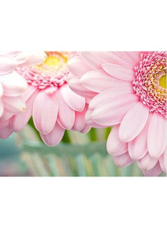 Buy Flowers Themed Self Adhesive Wall Sticker Pink/Green/Yellow 140x105cm in Egypt