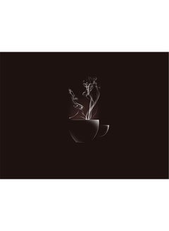 Buy Coffee Themed Self Adhesive Wall Sticker Brown/White 140x105cm in Egypt