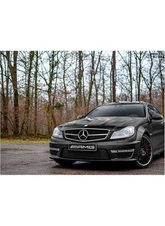 Buy Mercedes Benz C63 Amg Themed Self Adhesive Wall Sticker Grey/Green/Black 140x105cm in Egypt