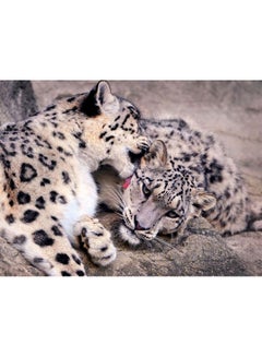 Buy Snow Leopards Printed Self Adhesive Wall Sticker Grey/Brown/Black 140x105cm in Egypt