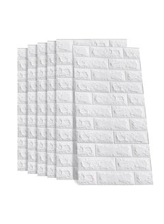 Buy 5-Piece 3D Bricks Themed Wall Sticker Set White 70x77x0.3cm in Egypt