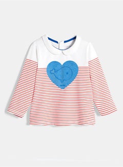 Buy Striped Long Sleeves T-Shirt Red/Blue/White in Saudi Arabia