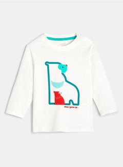 Buy Printed Long Sleeves T-Shirt White/Green/Red in Saudi Arabia