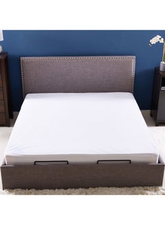 Buy King Size Mattress Protector Polyester White 180x200cm in UAE