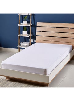 Buy Terry Waterproof Twin Mattress Protector Cotton White 200x120cm in UAE