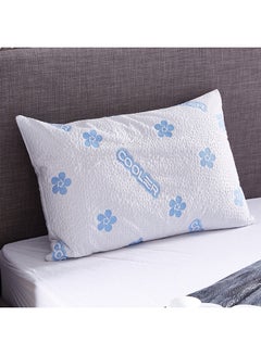 Buy Waterproof Pillow Protector Polyester White/Blue 50x75cm in UAE