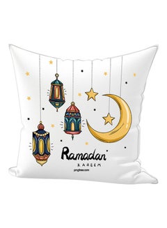 اشتري وسادة زينة مطبوع عليها عبارة "Ramadan Kareem" أبيض/ذهبي/أزرق 50x70سم في الامارات