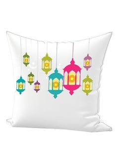 Buy Ramadan Lantern Printed Throw Pillow White/Pink/Green 50x70cm in UAE