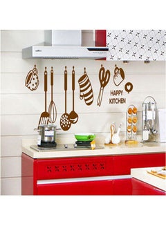 Buy Kitchen Utensils Removable Wall Sticker Brown 60x45cm in UAE