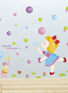 Buy Cartoon Removable Wall Sticker Pink/Blue/Green 60x40cm in Saudi Arabia