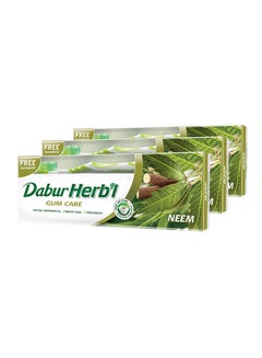 Buy 3-Piece Herbal Neem Toothpaste Set With Free Toothbrush 150g 150grams in Saudi Arabia